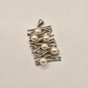 Vintage Sterling Silver 925 Pendant With Freshwater Pearls